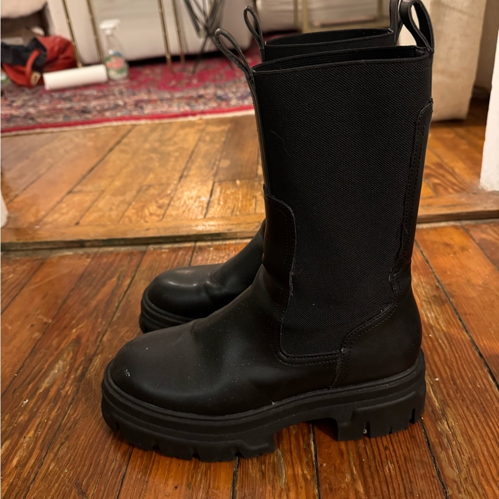 Black Chunky Sole Boots